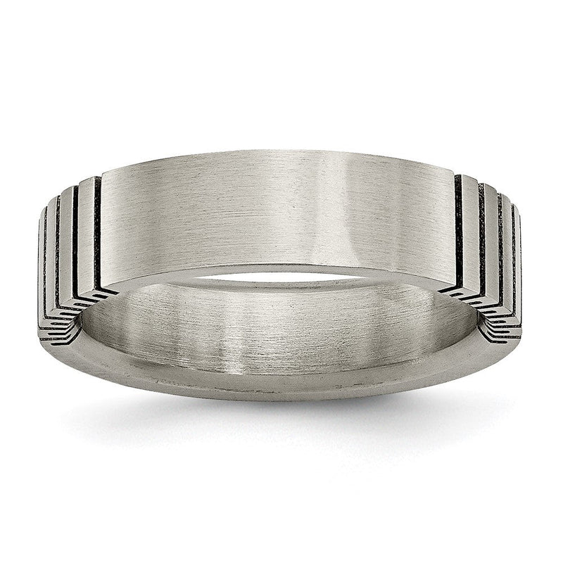 Titan Flach Gerillt 6mm Gebürstet Ring