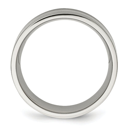 Titan/ss Titan Gebürstet Sterlingsilber Einlage 8mm Flach Ring