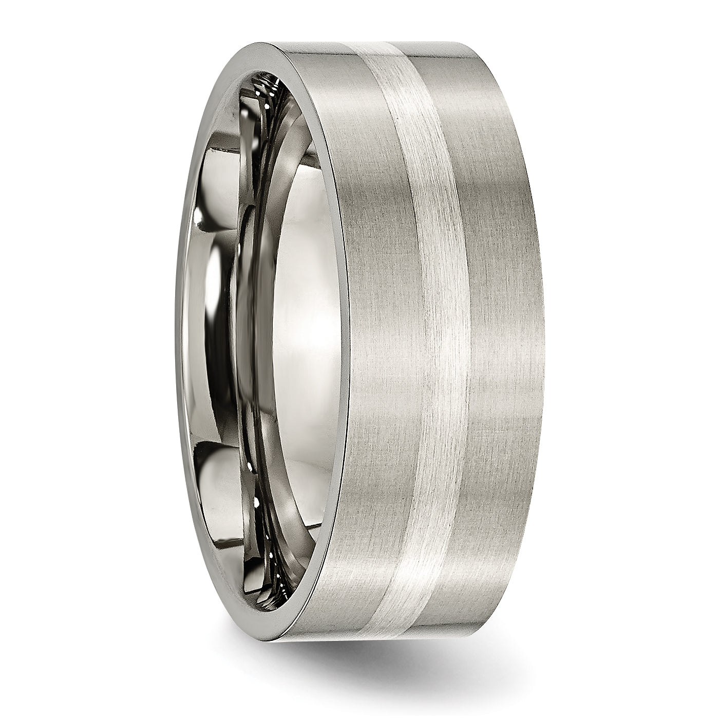 Titan/ss Titan Gebürstet Sterlingsilber Einlage 8mm Flach Ring