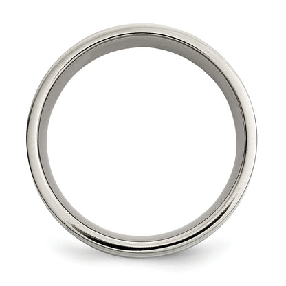 Titan/silver Bicolor Titan Poliert Sterlingsilber Einlage 8mm Flach Ring