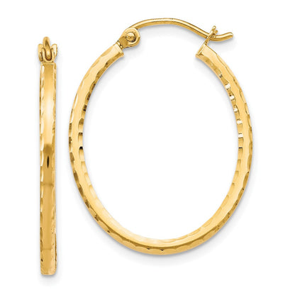 10K Gelbgold Diamantiert Klappbar Creolen