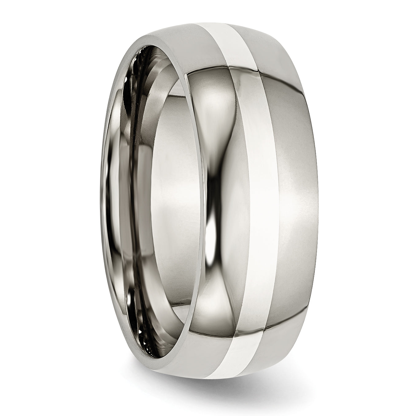 Titan/silver Bicolor Titan Sterlingsilber Einlage 8mm Poliert Ring