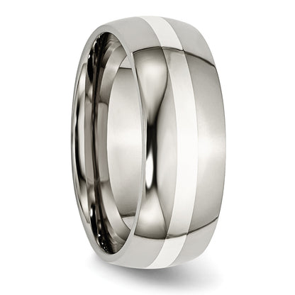 Titan/silver Bicolor Titan Sterlingsilber Einlage 8mm Poliert Ring