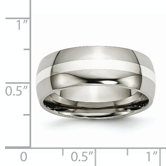 Titan/silver Bicolor Titan Sterlingsilber Einlage 8mm Poliert Ring