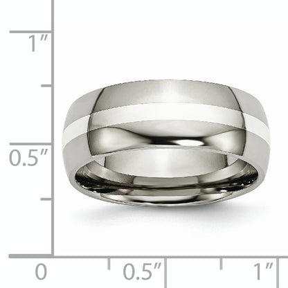 Titan/silver Bicolor Titan Sterlingsilber Einlage 8mm Poliert Ring