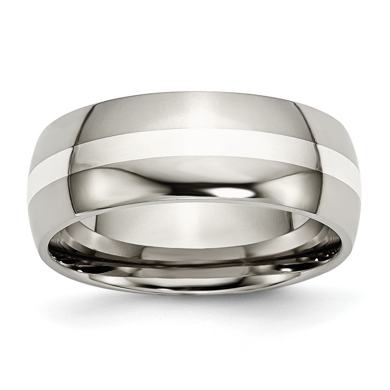 Titan/silver Bicolor Titan Sterlingsilber Einlage 8mm Poliert Ring