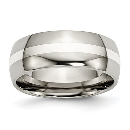 Titan/silver Bicolor Titan Sterlingsilber Einlage 8mm Poliert Ring