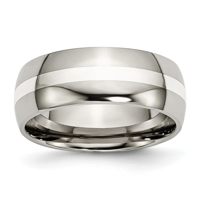 Titan/silver Bicolor Titan Sterlingsilber Einlage 8mm Poliert Ring