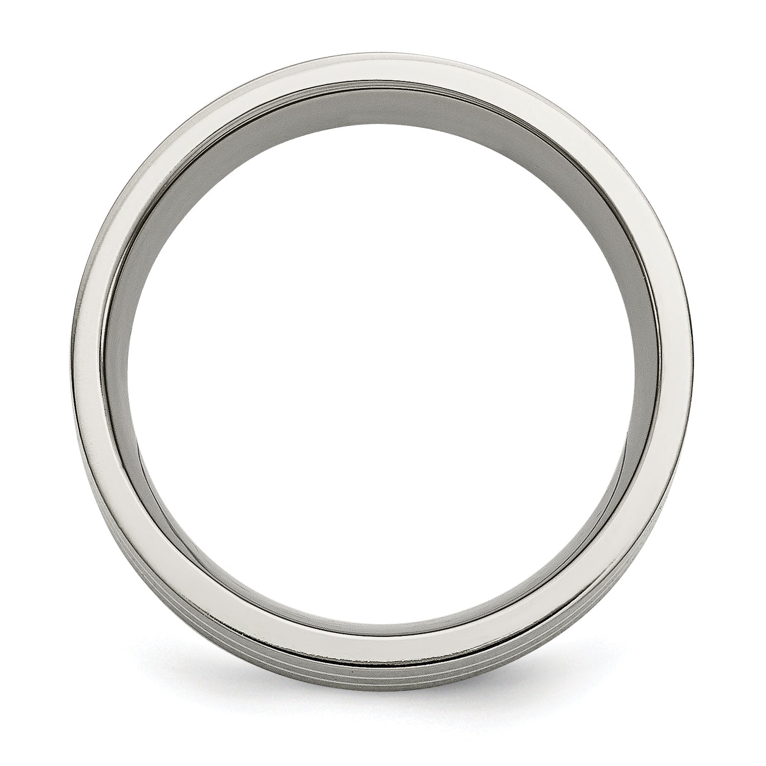 Titan/silver Bicolor Titan Gebürstet Sterlingsilber Einlage 8mm Flach Ring