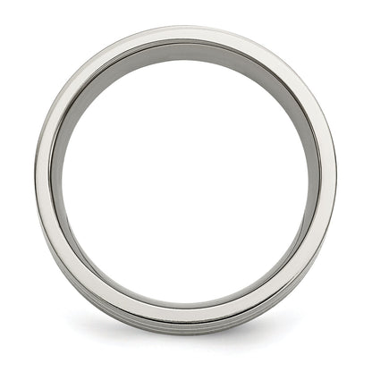 Titan/silver Bicolor Titan Gebürstet Sterlingsilber Einlage 8mm Flach Ring