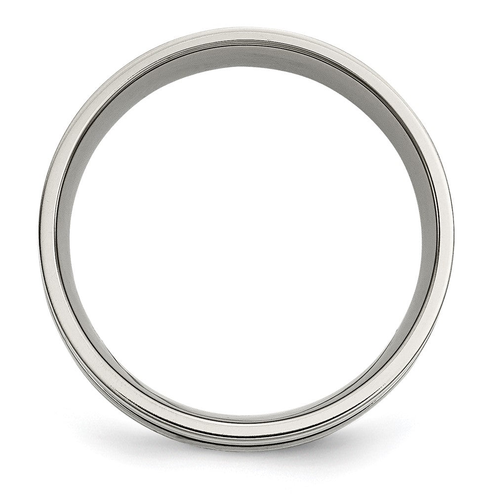 Titan/silver Bicolor Titan Gebürstet Sterlingsilber Einlage 8mm Gerillt Ring