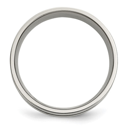 Titan/silver Bicolor Titan Gebürstet Sterlingsilber Einlage 8mm Gerillt Ring