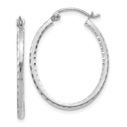 10K Weißgold Diamantiert Klappbar Creolen