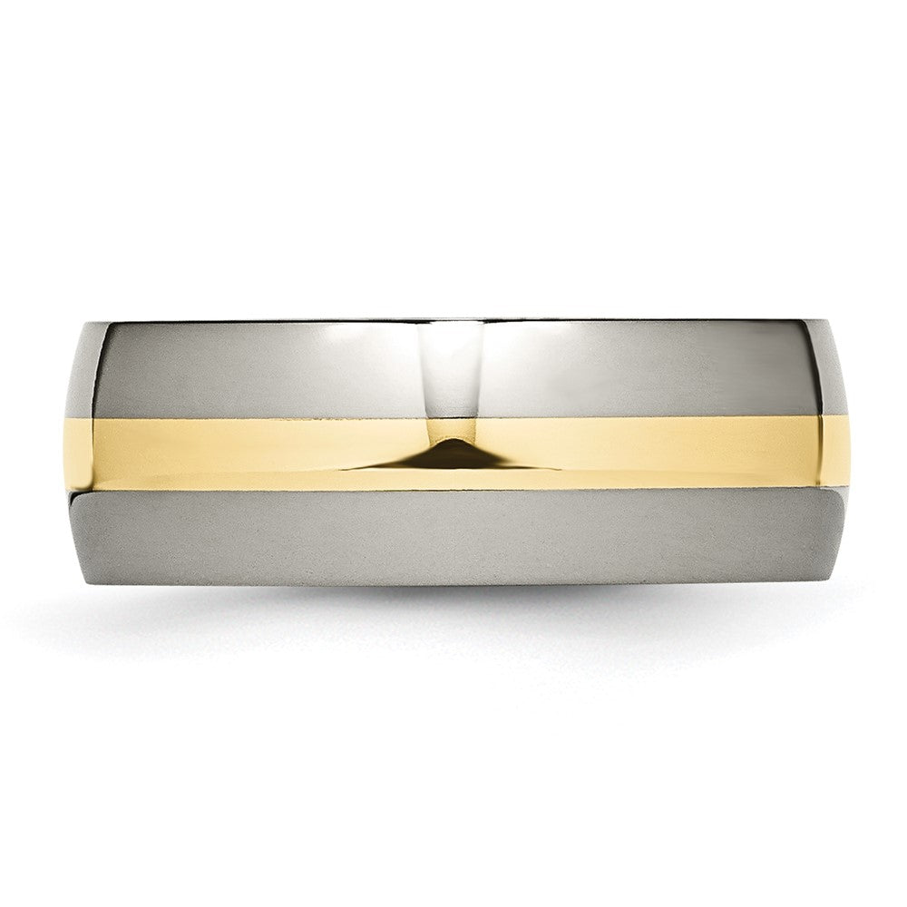 Titan/14K Bicolor Titan Poliert 14K Gelb Einlage 8mm Ring (size 7 Nur)