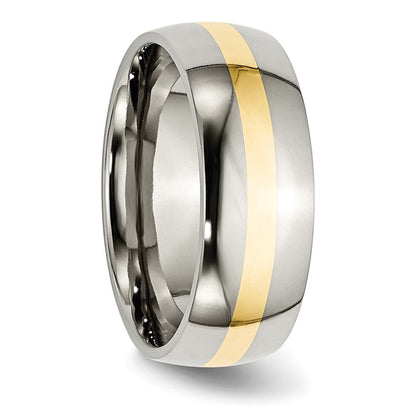 Titan/14K Bicolor Titan Poliert 14K Gelb Einlage 8mm Ring (size 7 Nur)