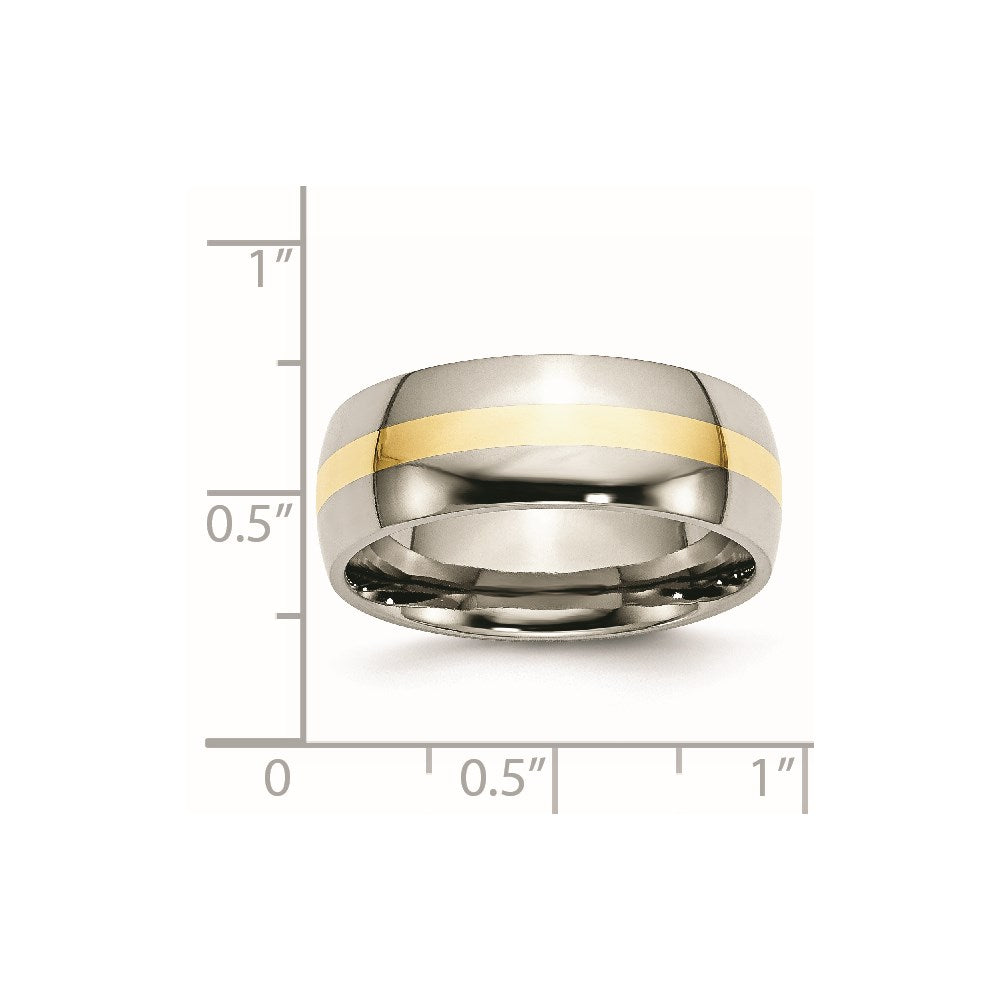 Titan/14K Bicolor Titan Poliert 14K Gelb Einlage 8mm Ring (size 7 Nur)