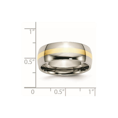 Titan/14K Bicolor Titan Poliert 14K Gelb Einlage 8mm Ring (size 7 Nur)