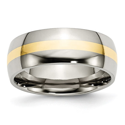 Titan/14K Bicolor Titan Poliert 14K Gelb Einlage 8mm Ring (size 7 Nur)