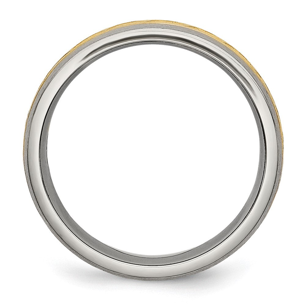 Titan 7mm Gelb Ip Beschichtet X Design Gerillt Satiniert Ring
