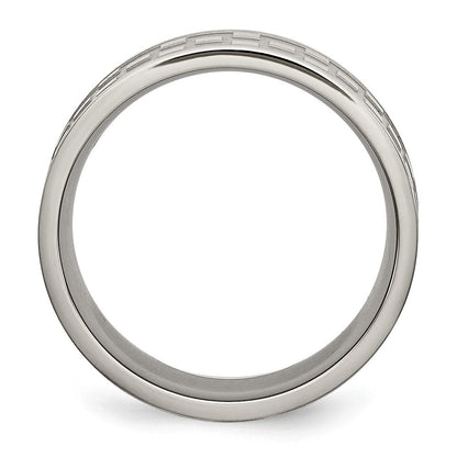 Titan Satiniert und Poliert Checkered 8mm Ring