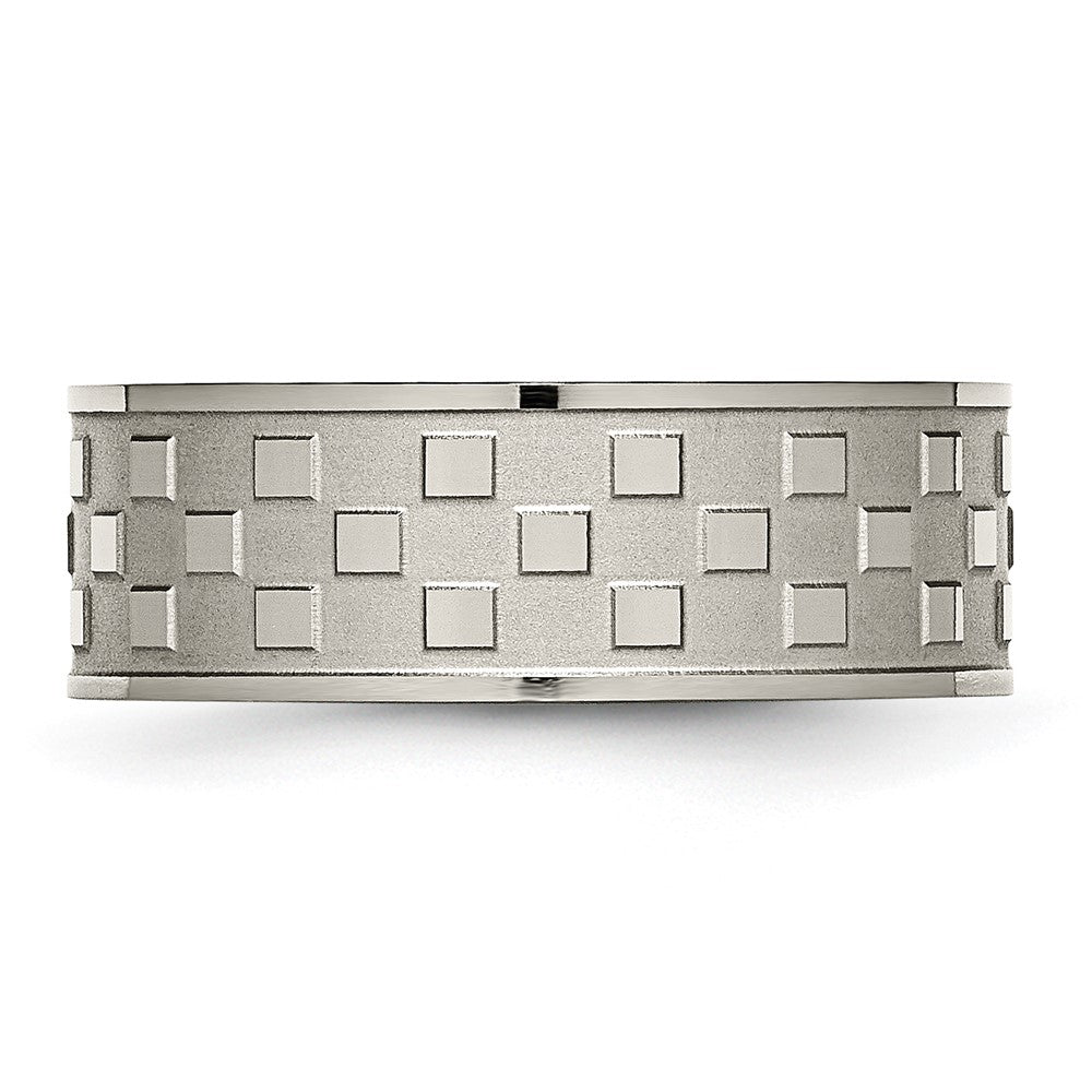 Titan Satiniert und Poliert Checkered 8mm Ring