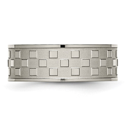 Titan Satiniert und Poliert Checkered 8mm Ring