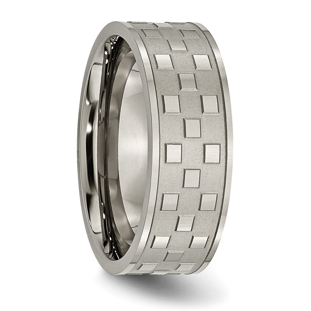 Titan Satiniert und Poliert Checkered 8mm Ring