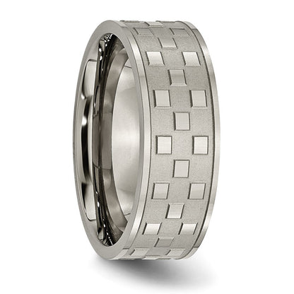 Titan Satiniert und Poliert Checkered 8mm Ring