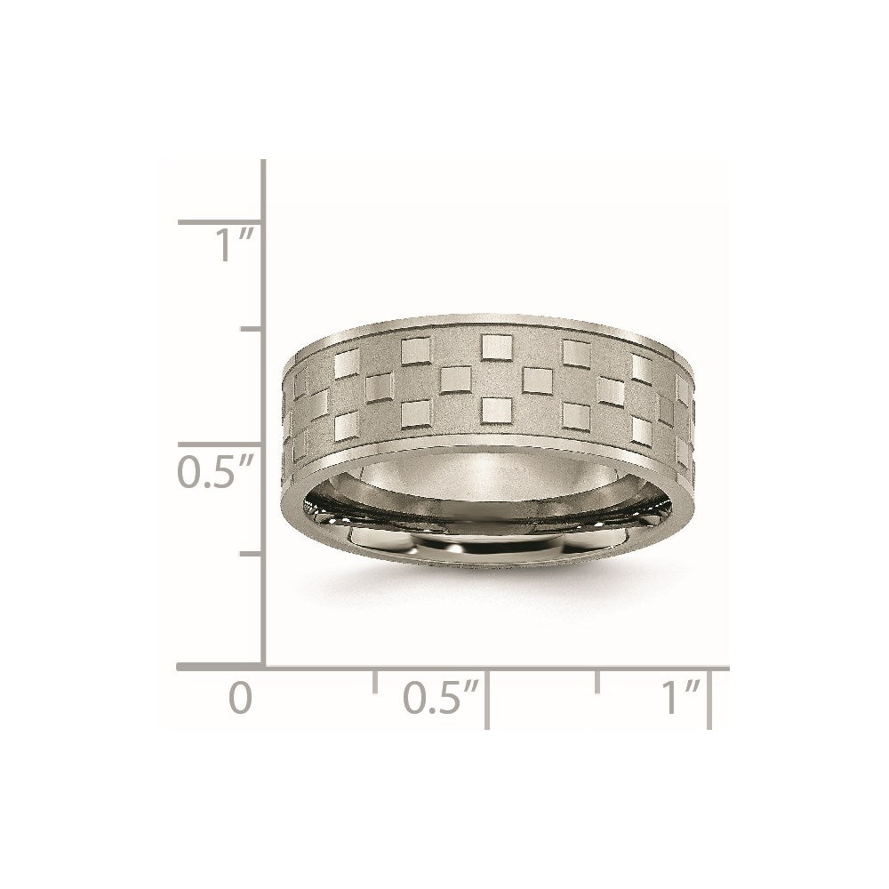 Titan Satiniert und Poliert Checkered 8mm Ring
