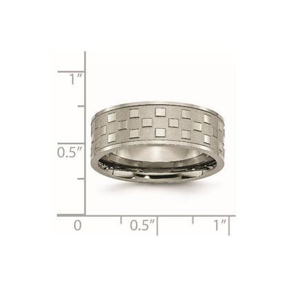 Titan Satiniert und Poliert Checkered 8mm Ring