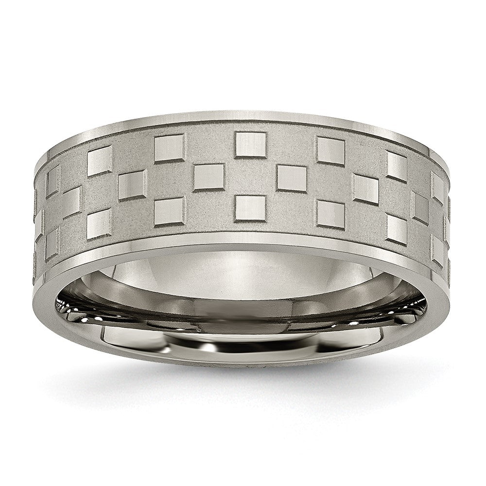 Titan Satiniert und Poliert Checkered 8mm Ring