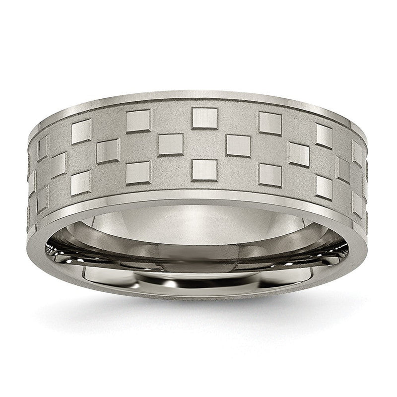 Titan Satiniert und Poliert Checkered 8mm Ring