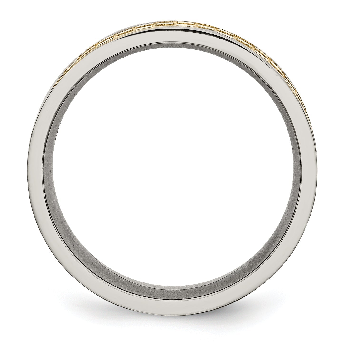 Titan 8mm Gelb Ip Beschichtet Satiniert und Poliert Checkered Ring