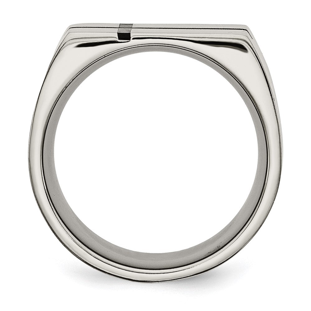 Titan 10mm Schwarz Emaille Kreuz Gebürstet Ring