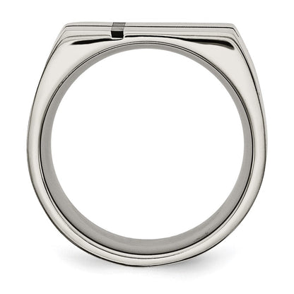 Titan 10mm Schwarz Emaille Kreuz Gebürstet Ring