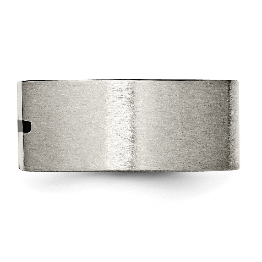 Titan 10mm Schwarz Emaille Kreuz Gebürstet Ring