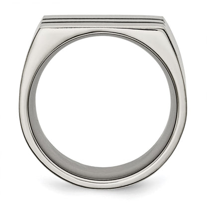 Titan Gebürstet Schwarz Emaille Stripes 10mm Ring