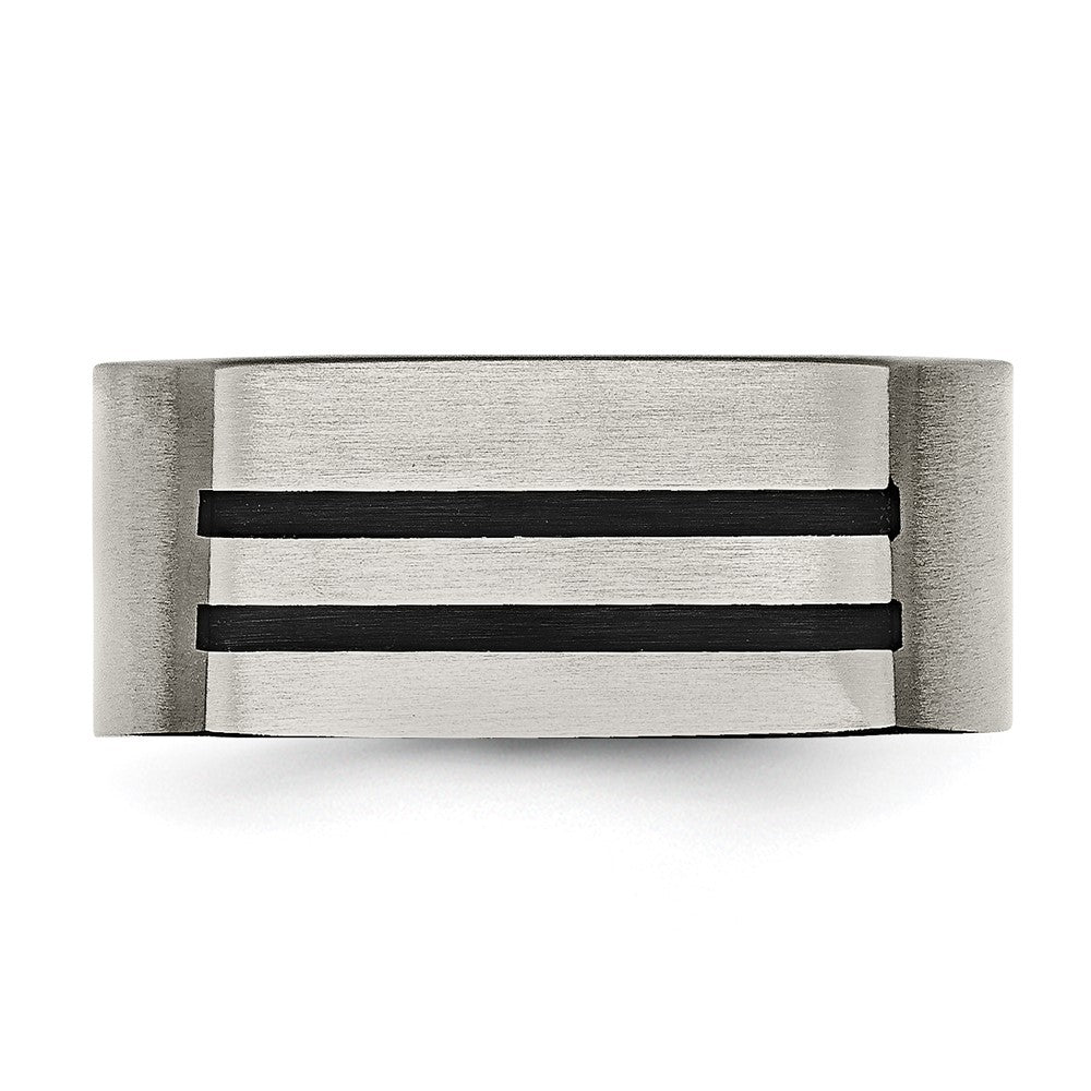 Titan Gebürstet Schwarz Emaille Stripes 10mm Ring