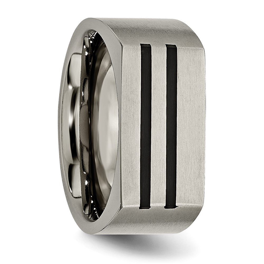 Titan Gebürstet Schwarz Emaille Stripes 10mm Ring