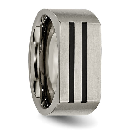 Titan Gebürstet Schwarz Emaille Stripes 10mm Ring