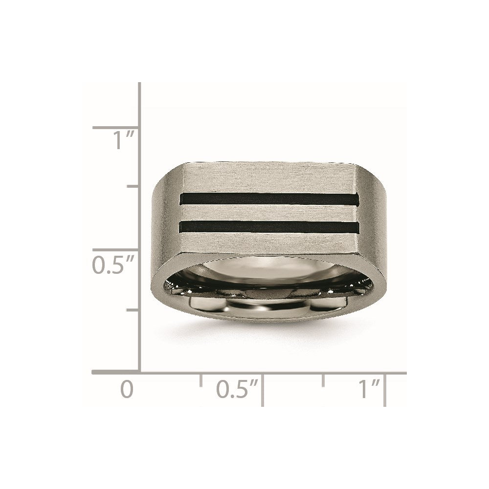 Titan Gebürstet Schwarz Emaille Stripes 10mm Ring