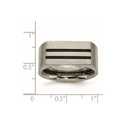 Titan Gebürstet Schwarz Emaille Stripes 10mm Ring