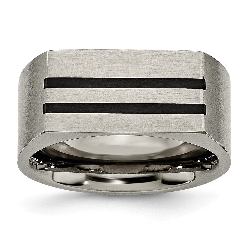Titan Gebürstet Schwarz Emaille Stripes 10mm Ring