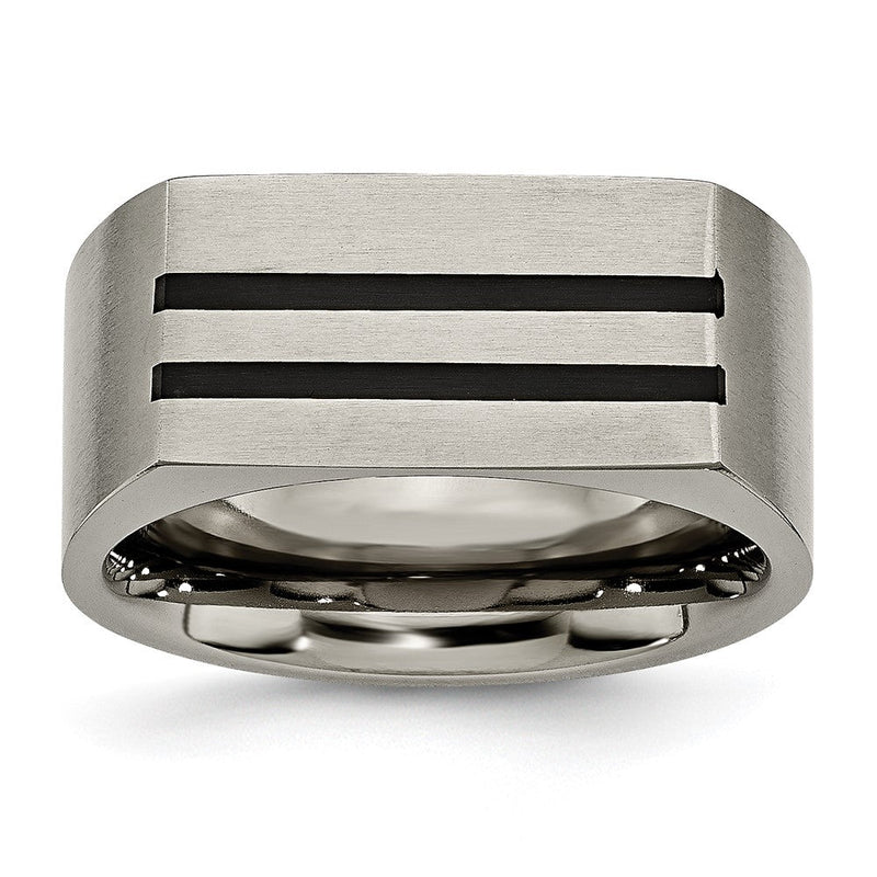 Titan Gebürstet Schwarz Emaille Stripes 10mm Ring