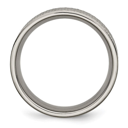 Titan Gebürstet Gemustert 8mm Flach Ring