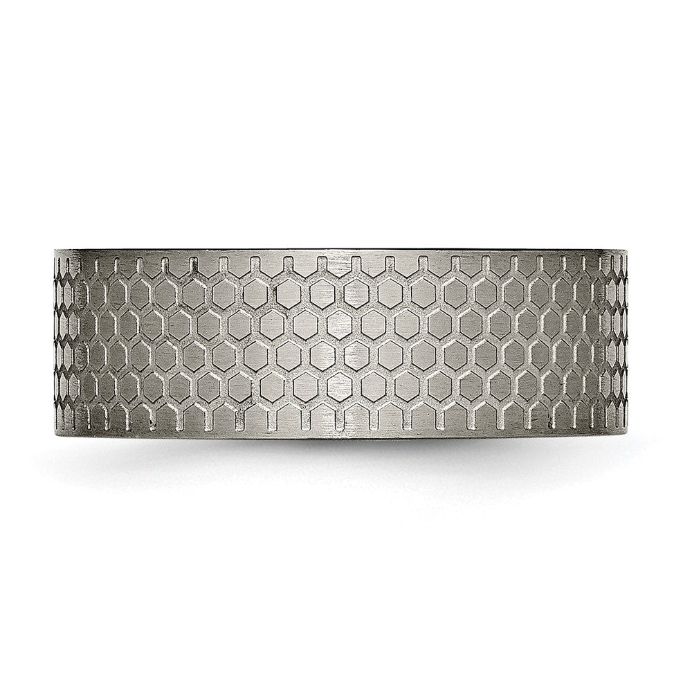 Titan Gebürstet Gemustert 8mm Flach Ring