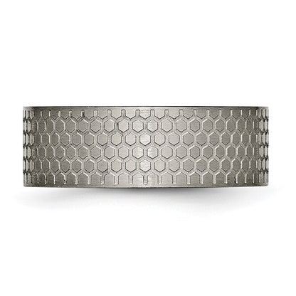 Titan Gebürstet Gemustert 8mm Flach Ring