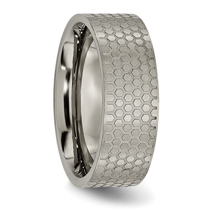 Titan Gebürstet Gemustert 8mm Flach Ring