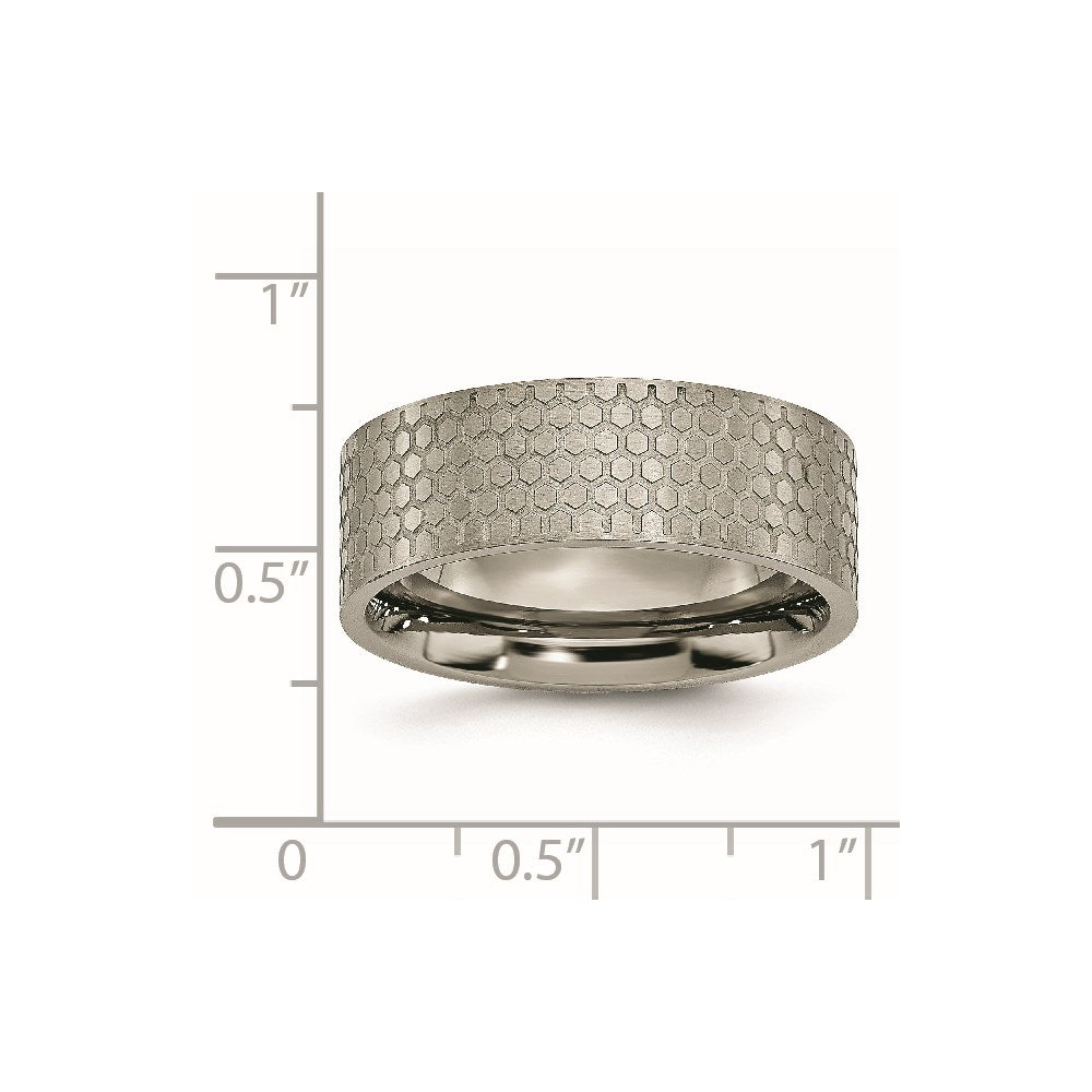 Titan Gebürstet Gemustert 8mm Flach Ring