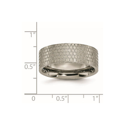 Titan Gebürstet Gemustert 8mm Flach Ring